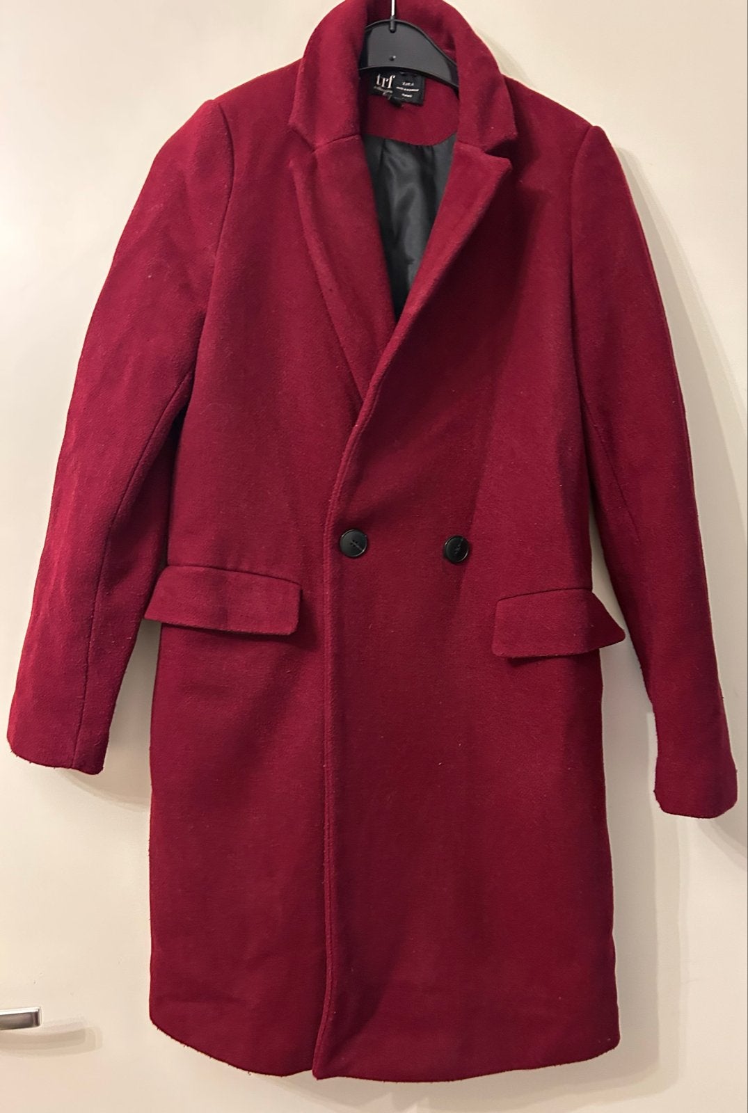 Zara Dames Jas Maat S Wol Polyester Wijnrood, Ophalen of Verzenden, Gedragen, Maat 36 (S), Rood