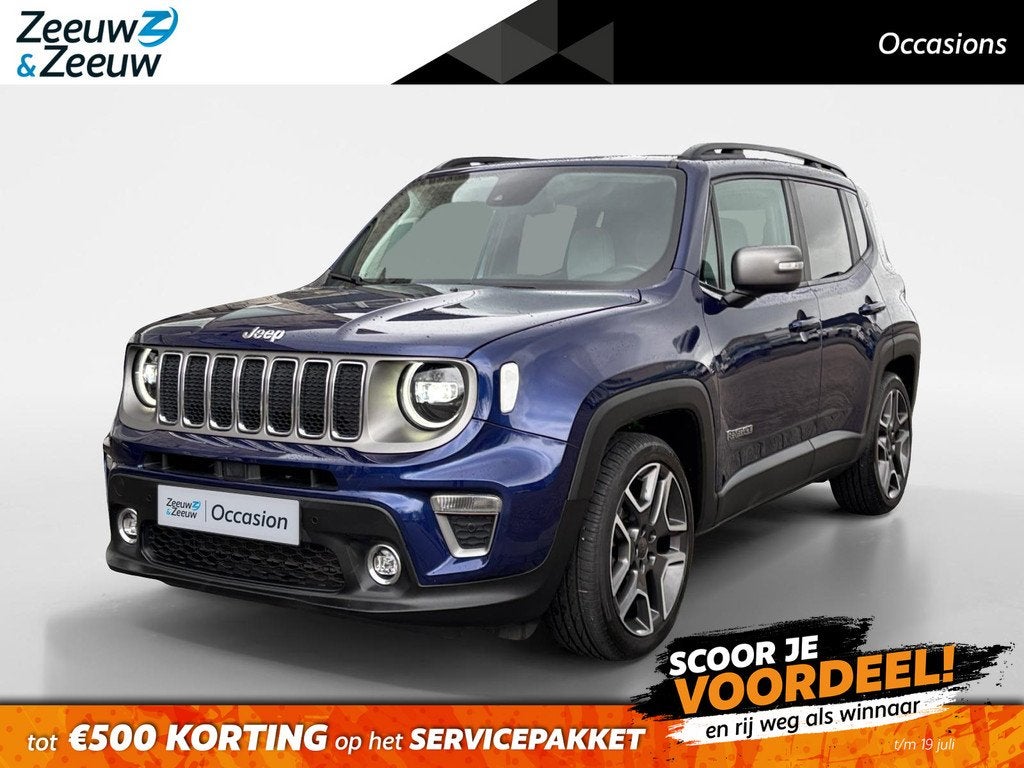 Jeep Renegade 1.3T Freedom | Trekhaak | Leder | Adap Cruise, Auto's, Jeep, 12 maanden, Gebruikt, 4 cilinders, Blauw