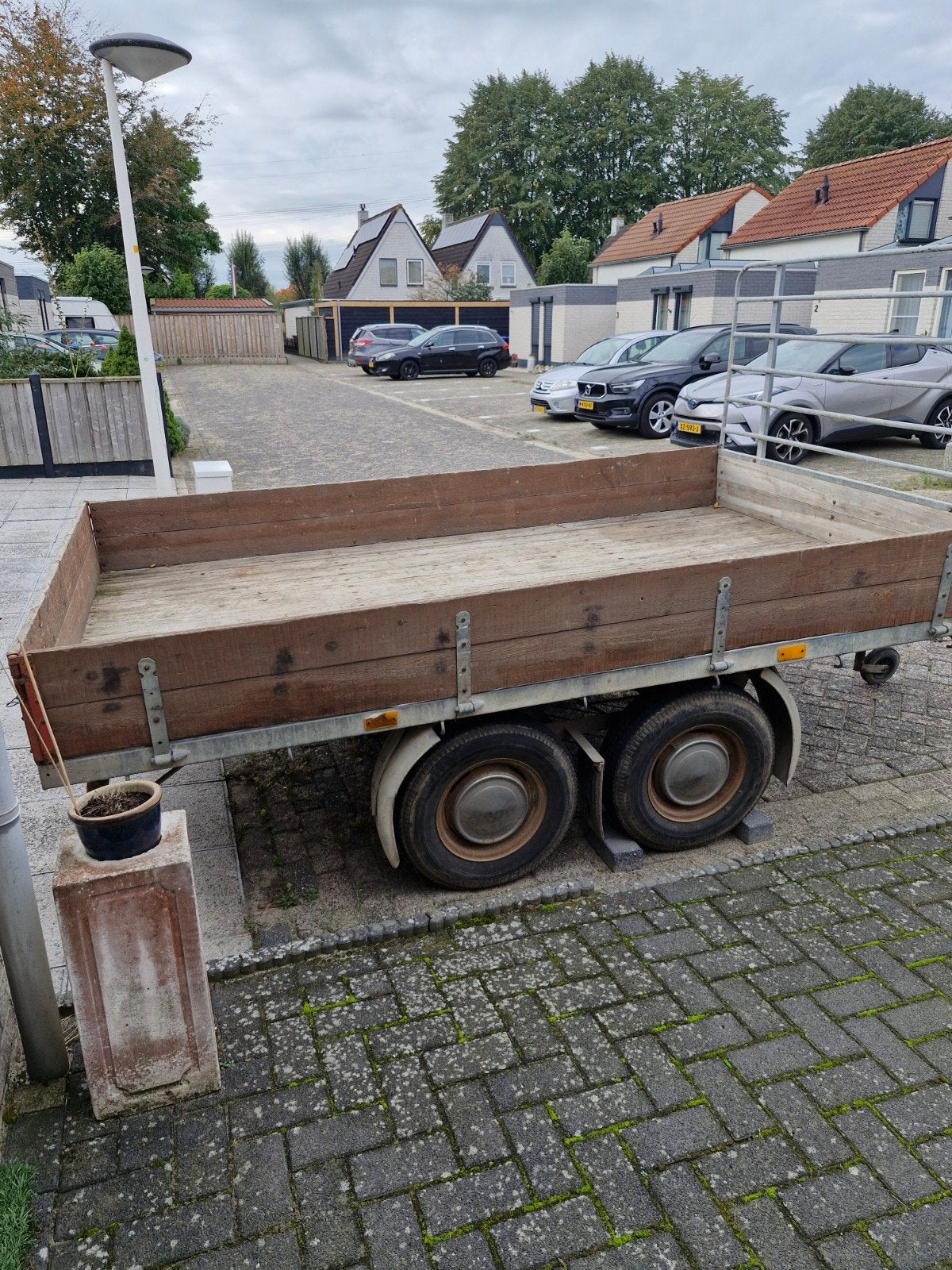 Robuuste aanhanger met dubbele as, Doe-het-zelf en Verbouw, Ophalen of Verzenden, Gebruikt