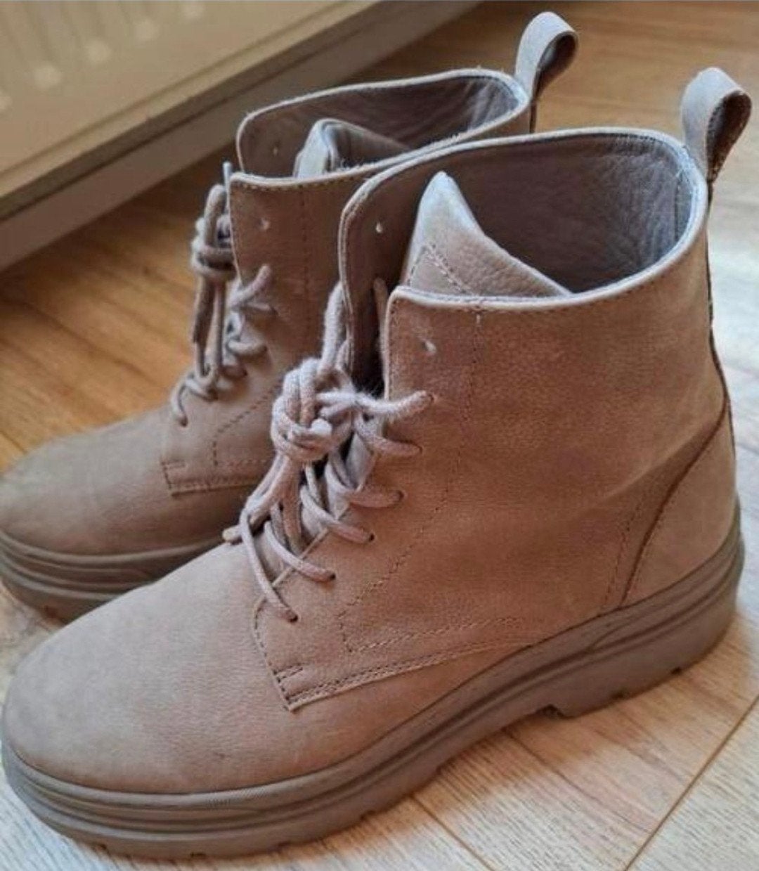 Stoere leren boots, 44, Mazzeltov,  taupekleur, veters, Mazzeltov, Bruin, Boots, Ophalen of Verzenden