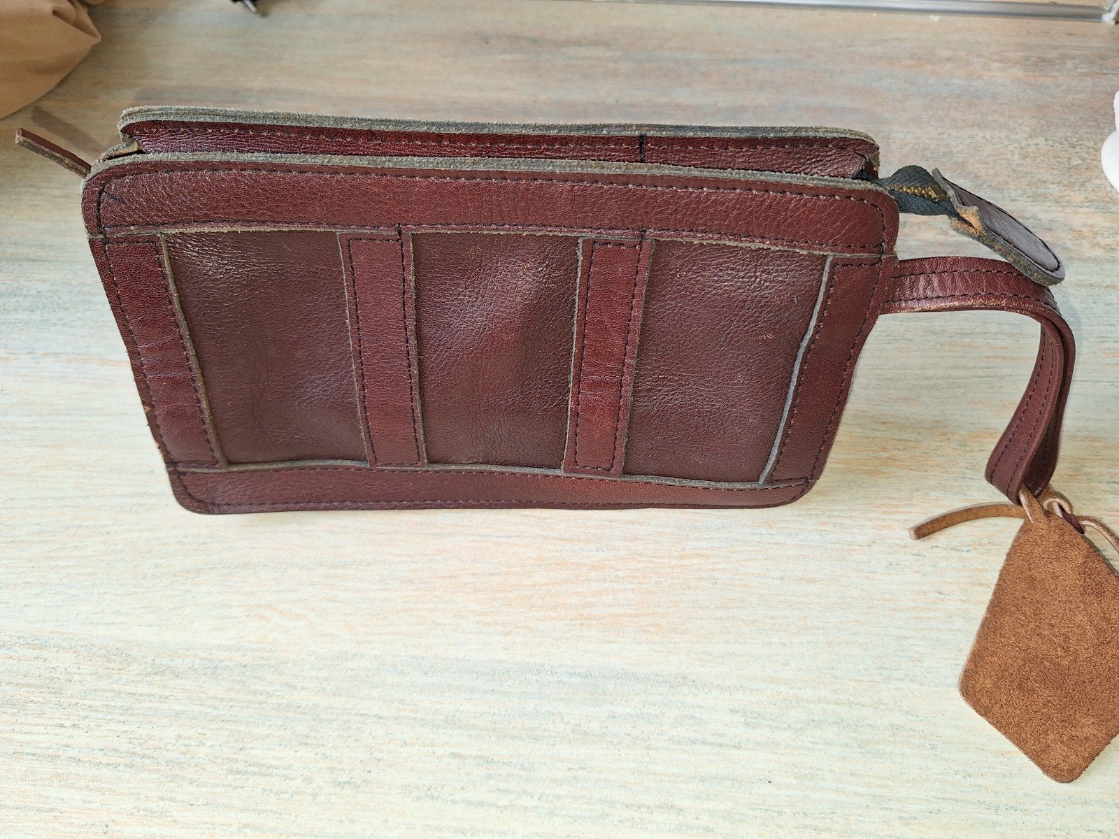 Vintage Leren Clutch / Avondtasje - Bruin, Ophalen, Zo goed als nieuw, Bruin, Avondtasje