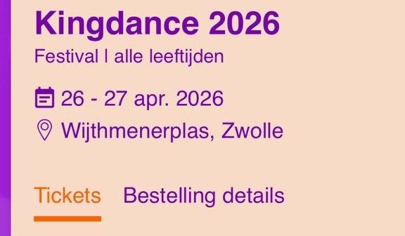 Kingdance kaartje zwolle, Tickets en Kaartjes, Evenementen en Festivals, Eén persoon, Meerdaags
