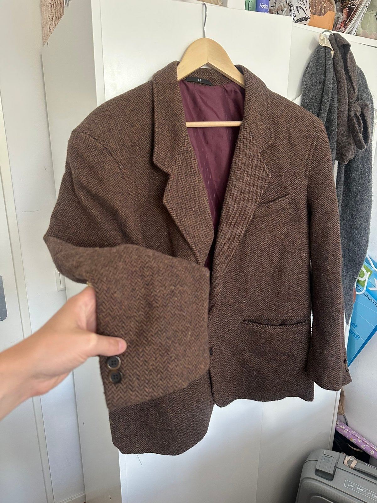 Blazer 70% wol, bruin maat 48, Ophalen of Verzenden, Zo goed als nieuw, Maat 46/48 (XL) of groter