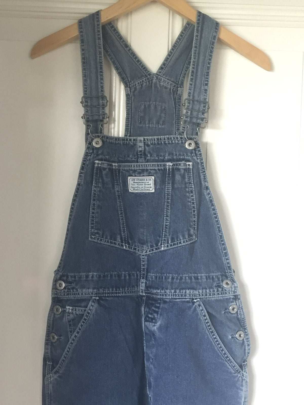 Vintage Levi's spijker tuinbroek, Maat 38/40 (M), Blauw, Ophalen of Verzenden, Lang