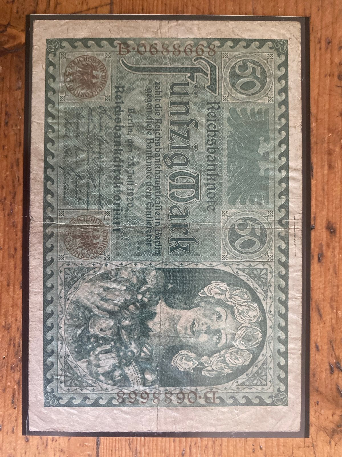 Historisch 50 Mark biljet uit 1920 - Duitsland, Postzegels en Munten, Ophalen of Verzenden, Duitsland, Los biljet