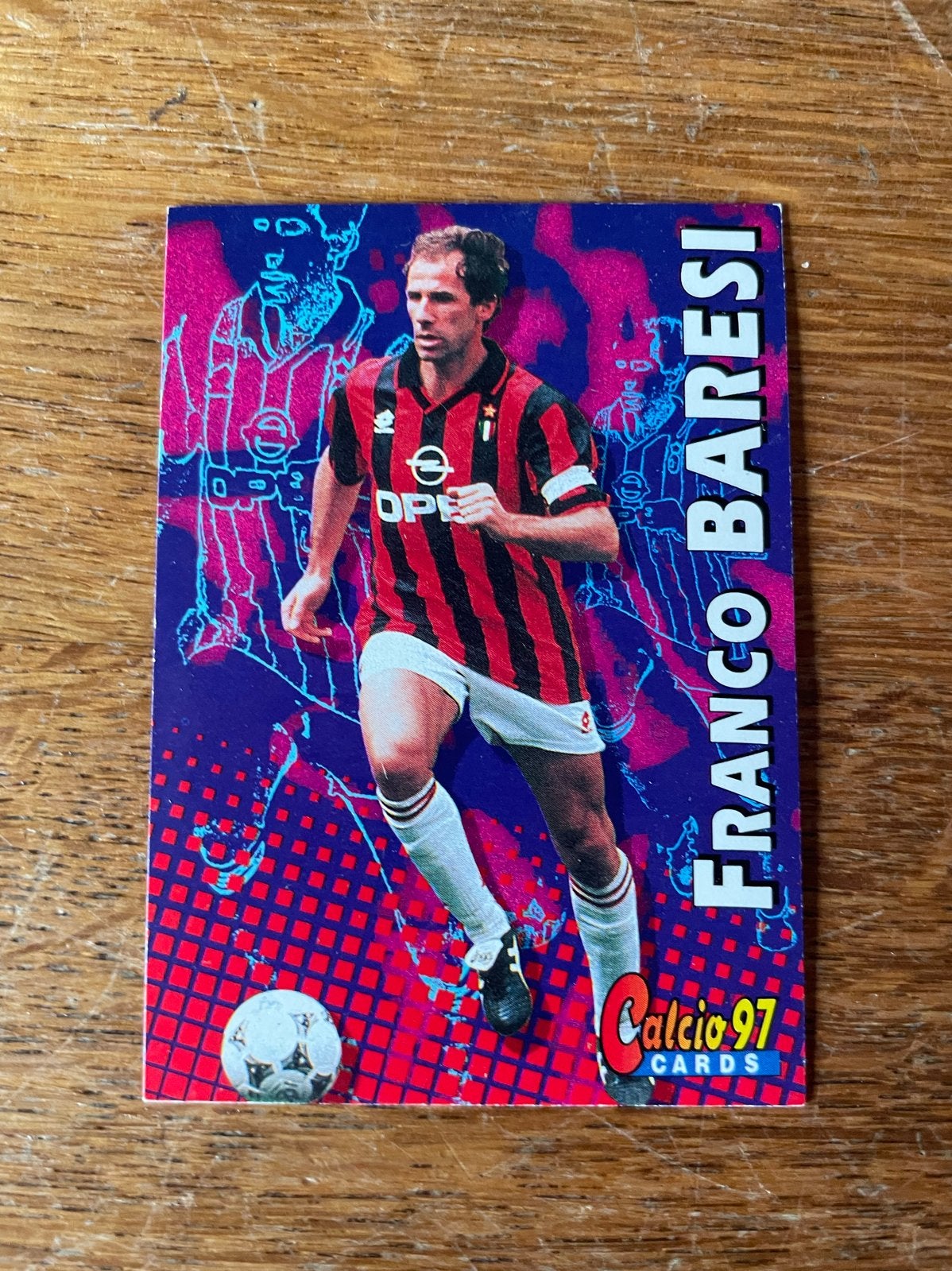 Voetbal card Panini Baresi AC Milan, Ophalen of Verzenden, Zo goed als nieuw, Buitenlandse clubs, Poster, Plaatje of Sticker