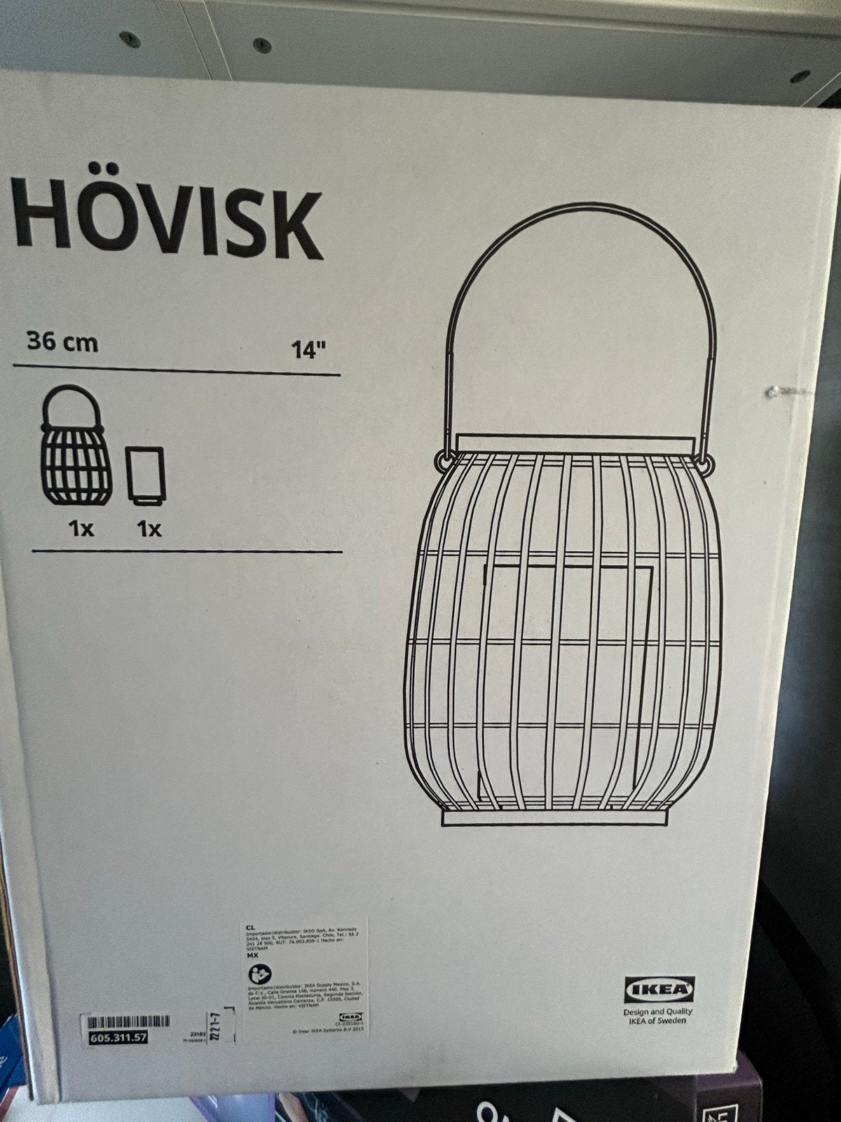 IKEA HÖVISK Lantaarn 36 cm - Nieuw in doos, Nieuw, Ophalen of Verzenden, Landelijk, Natuurlijk materiaal
