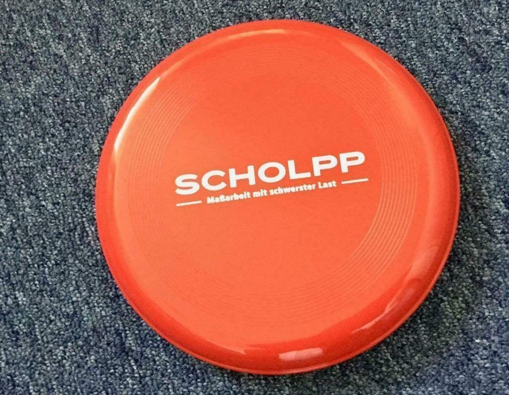 Een rode frisbee van Duitse kraanbedrijf Scholpp!, Ophalen of Verzenden, Zo goed als nieuw, Gebruiksvoorwerp