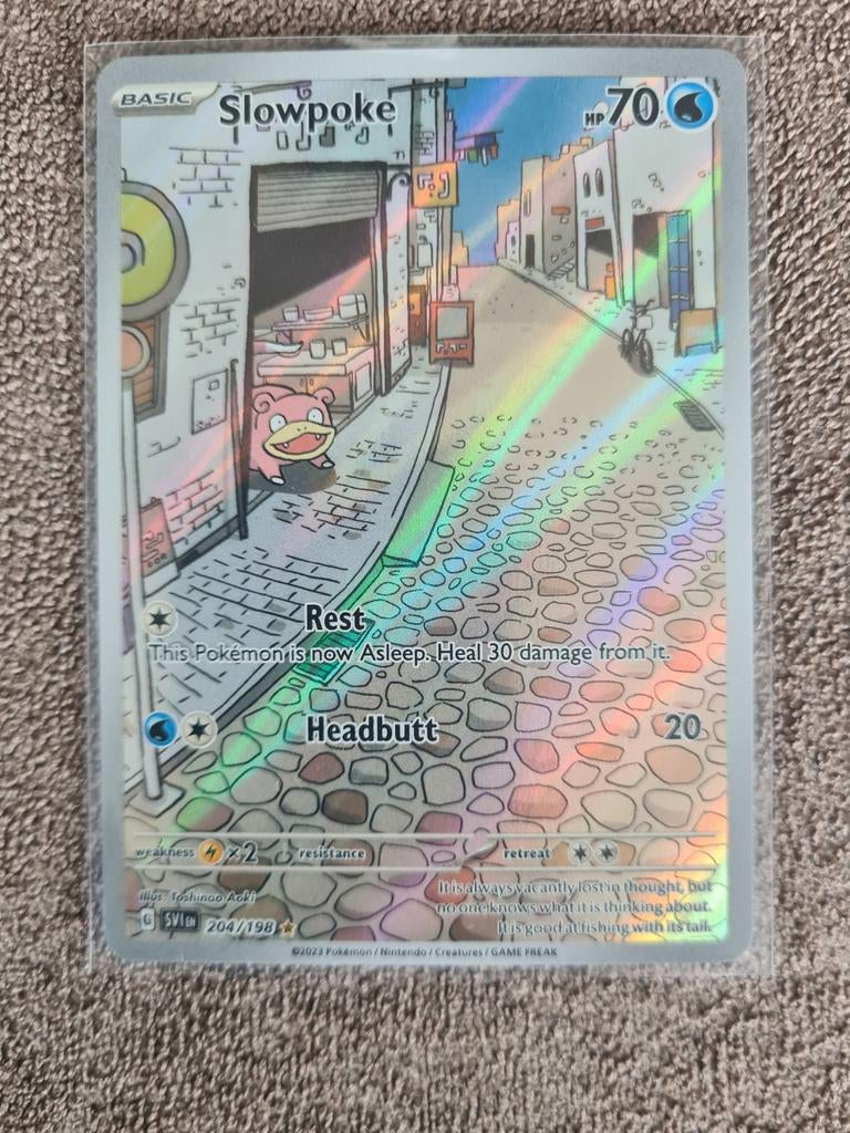 Slowpoke 204/198 Scarlet & Violet Base Set Pokémon Kaart, Ophalen of Verzenden, Zo goed als nieuw, Losse kaart, Foil