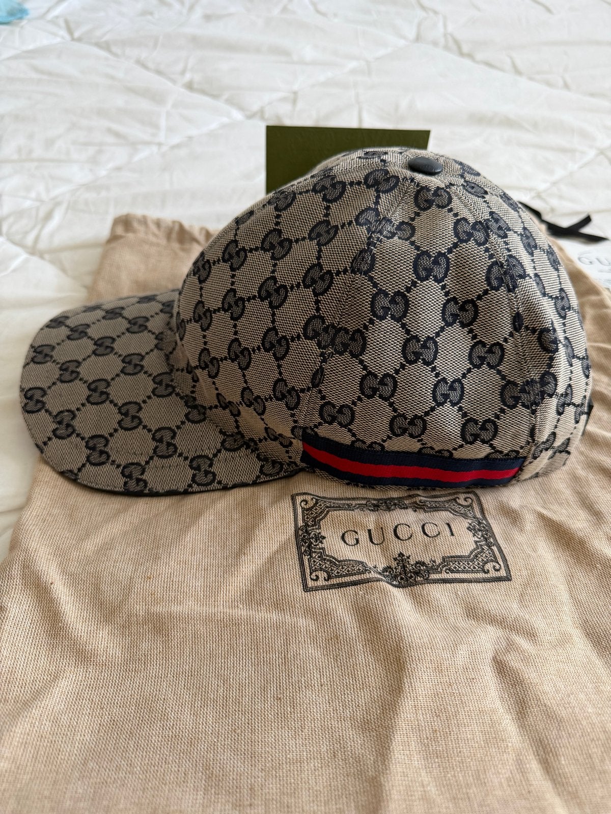 Gucci Pet Origineel Canvas Baseball Cap Beige Bon, Ophalen of Verzenden, Zo goed als nieuw, 60 cm (XL, 7½ inch) of meer, Pet