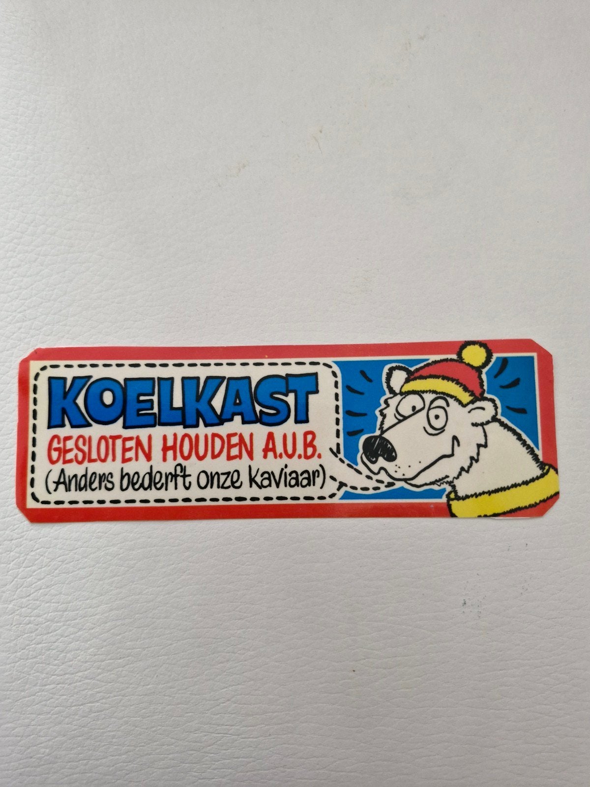 10057 Vintage Koelkast Sticker - Gesloten Houden A.U.B., Ophalen of Verzenden, Gebruikt, Overige typen