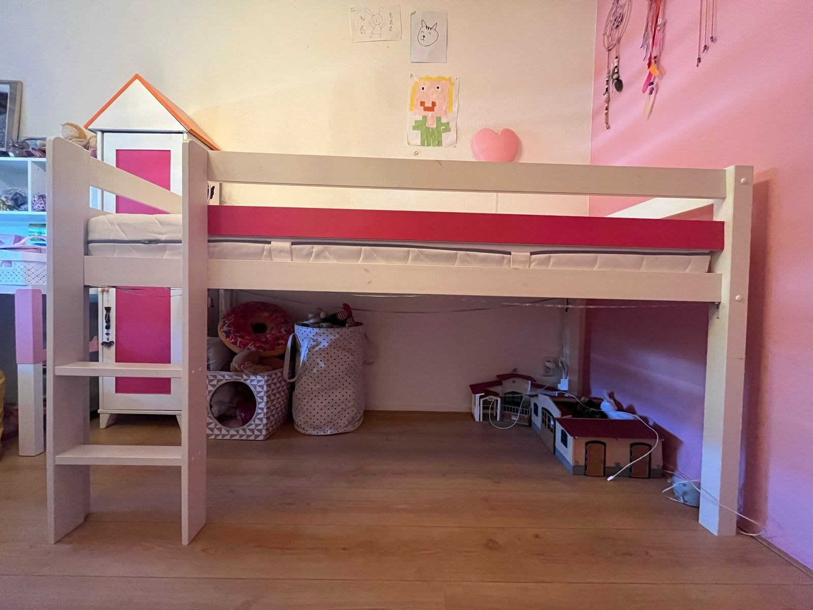 Halfhoogslaper van hout (merk NOUS kids hoogslaper Noah), Gebruikt, 90 cm, Eenpersoons, Minder dan 160 cm