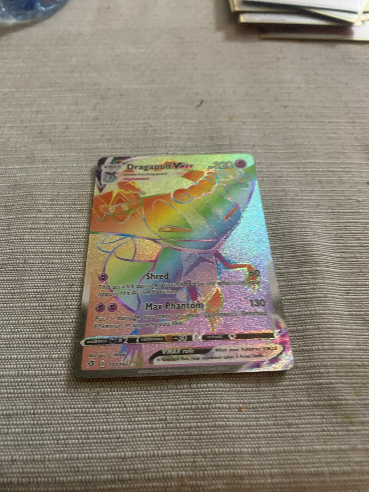 Dragapult VMAX Rainbow Rare Pokémon Kaart, Ophalen, Zo goed als nieuw, Losse kaart, Foil