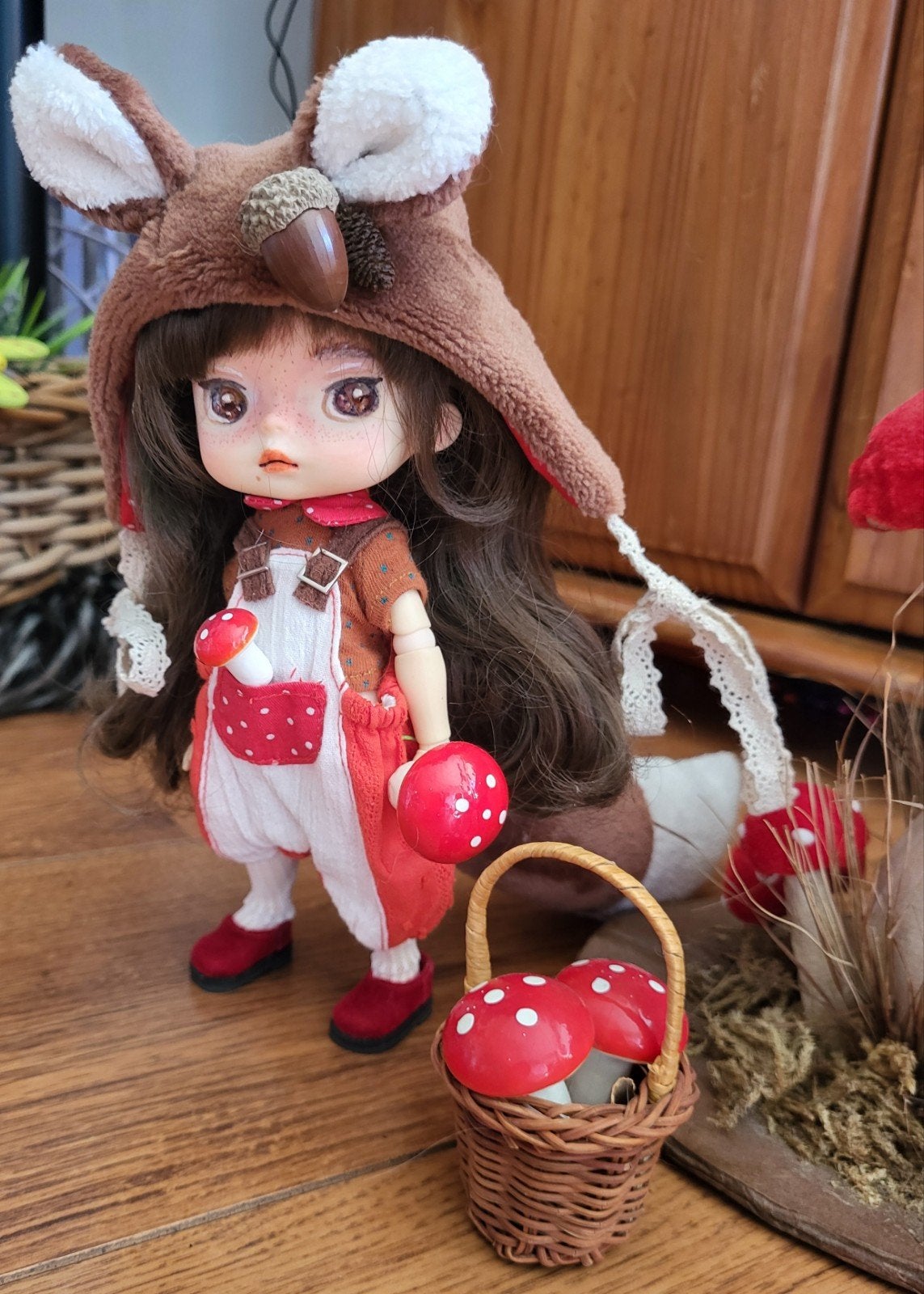 bjd 21 cm ooak face-up monstdoll, fullset eekhoorn, Verzamelen, Ophalen of Verzenden, Zo goed als nieuw, Pop