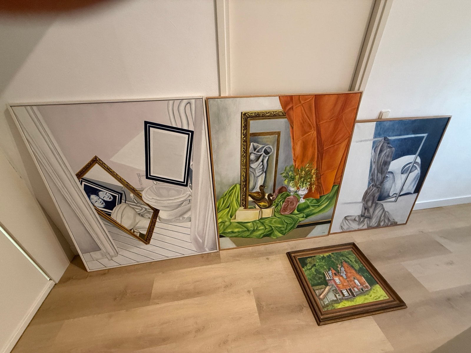 Diverse Schilderijen - Olieverf en Acrylverf, Antiek en Kunst, Kunst | Schilderijen | Modern, Ophalen, Stilleven, Textiel, Gesigneerd