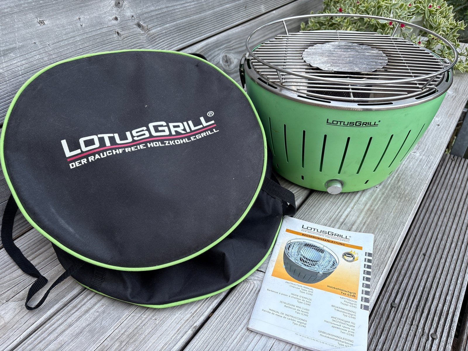 LotusGrill Houtskoolbarbecue - Groen, Draagbaar, Ophalen, Gebruikt