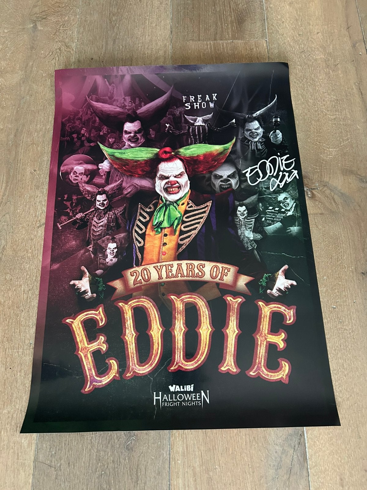 Poster Halloween Eddie de clown, Ophalen of Verzenden, Zo goed als nieuw, A1 t/m A3