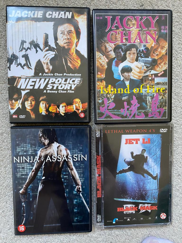 DVD Jackie Chan, Jet Li, Ninja Assassin MMA kung fu karate, Vanaf 16 jaar, Boxset, Actie, Ophalen of Verzenden