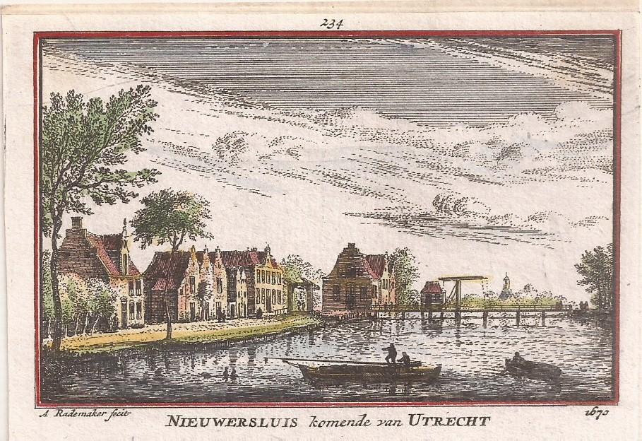 Nieuwersluis komende van Utrecht 1670 Ingekleurd Rademaker