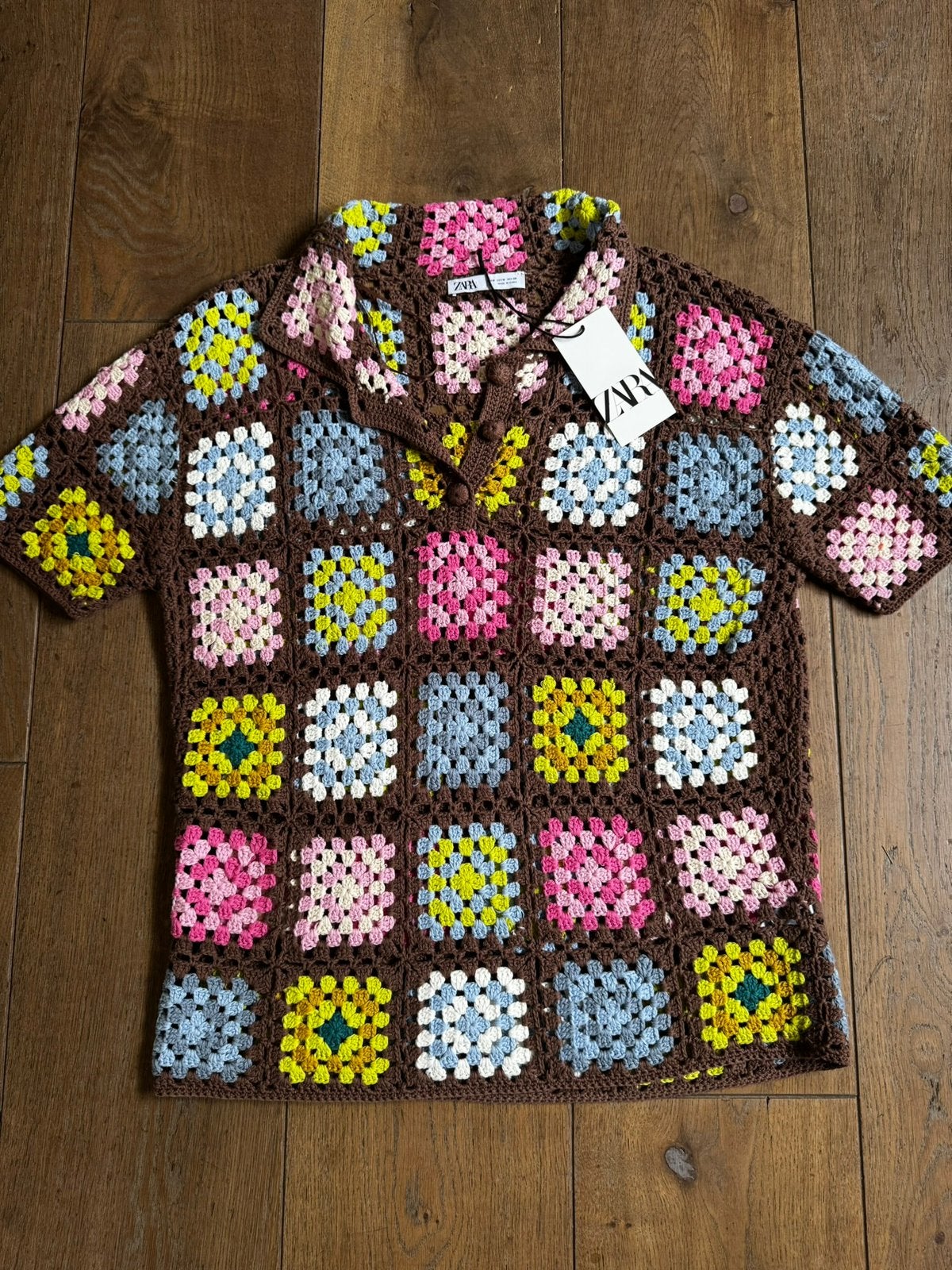 Granny square top van Zara in maat M, Kleding | Dames, Maat 38/40 (M), Bruin, Zara, Ophalen of Verzenden