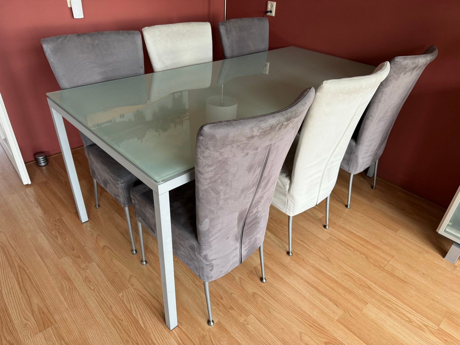 Eettafel 180 * 90 met glazen blad stoelen ook verkrijgbaar, Gebruikt, Glas, 150 tot 200 cm, Vier personen