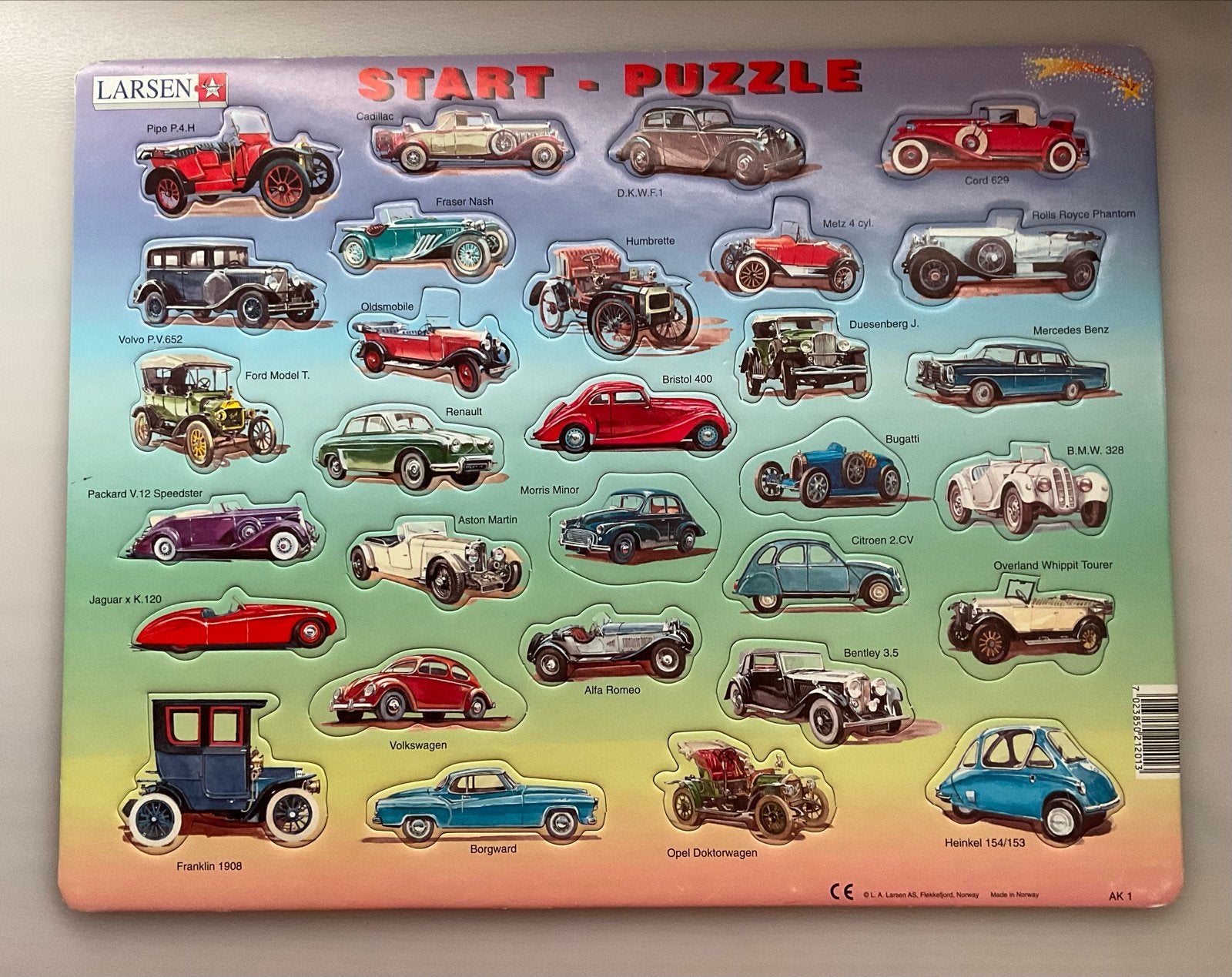 Larsen Start Puzzel Oude Auto's - Oldtimers 30 Stukjes, Ophalen of Verzenden, 10 tot 50 stukjes, Gebruikt, 4 tot 6 jaar