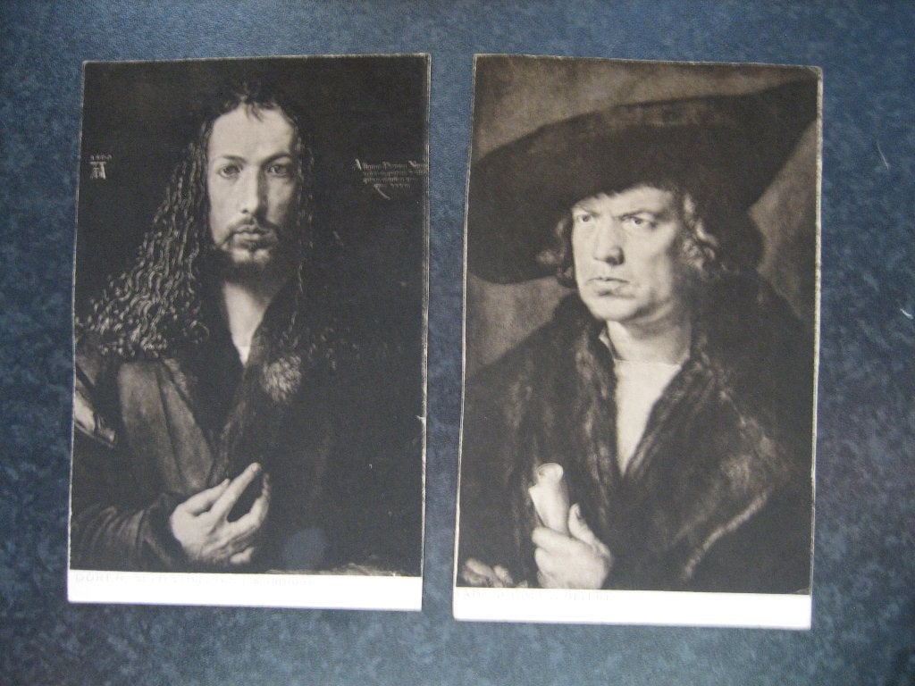 Albrecht Durer 2 kaarten waaronder zelfportret 29 jaar, Ophalen of Verzenden, Voor 1920