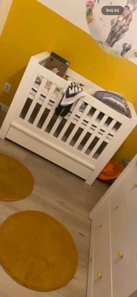 Kidsmill Bretagne Babybed Wit 60x120 cm met Aerosleep matras, Ophalen, Zo goed als nieuw, Ledikant