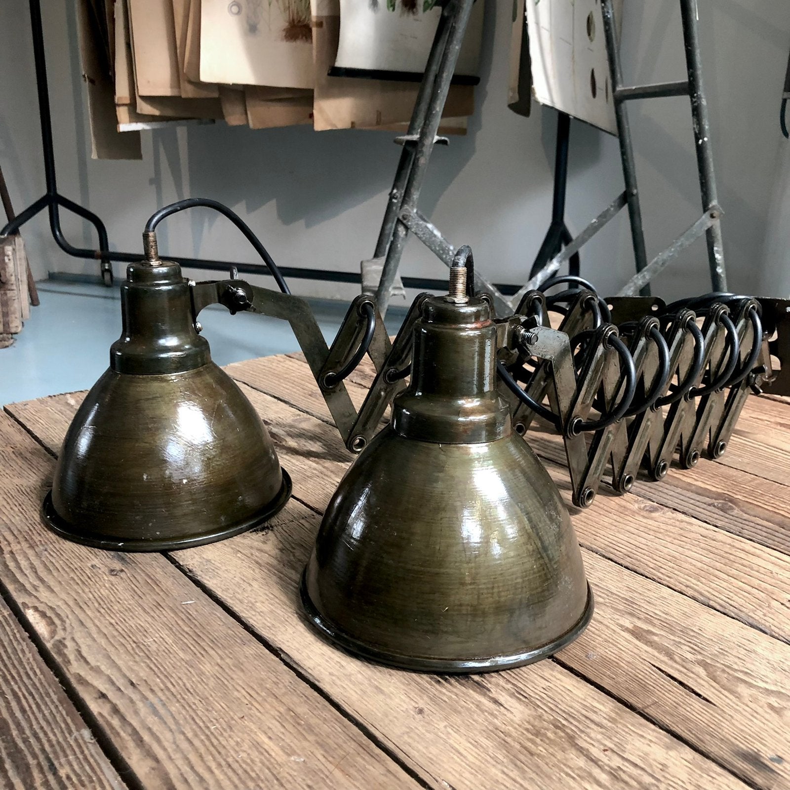 Industriële schaarlamp, vintage lamp, lampen, schaar, Antiek en Kunst, Curiosa en Brocante, Ophalen