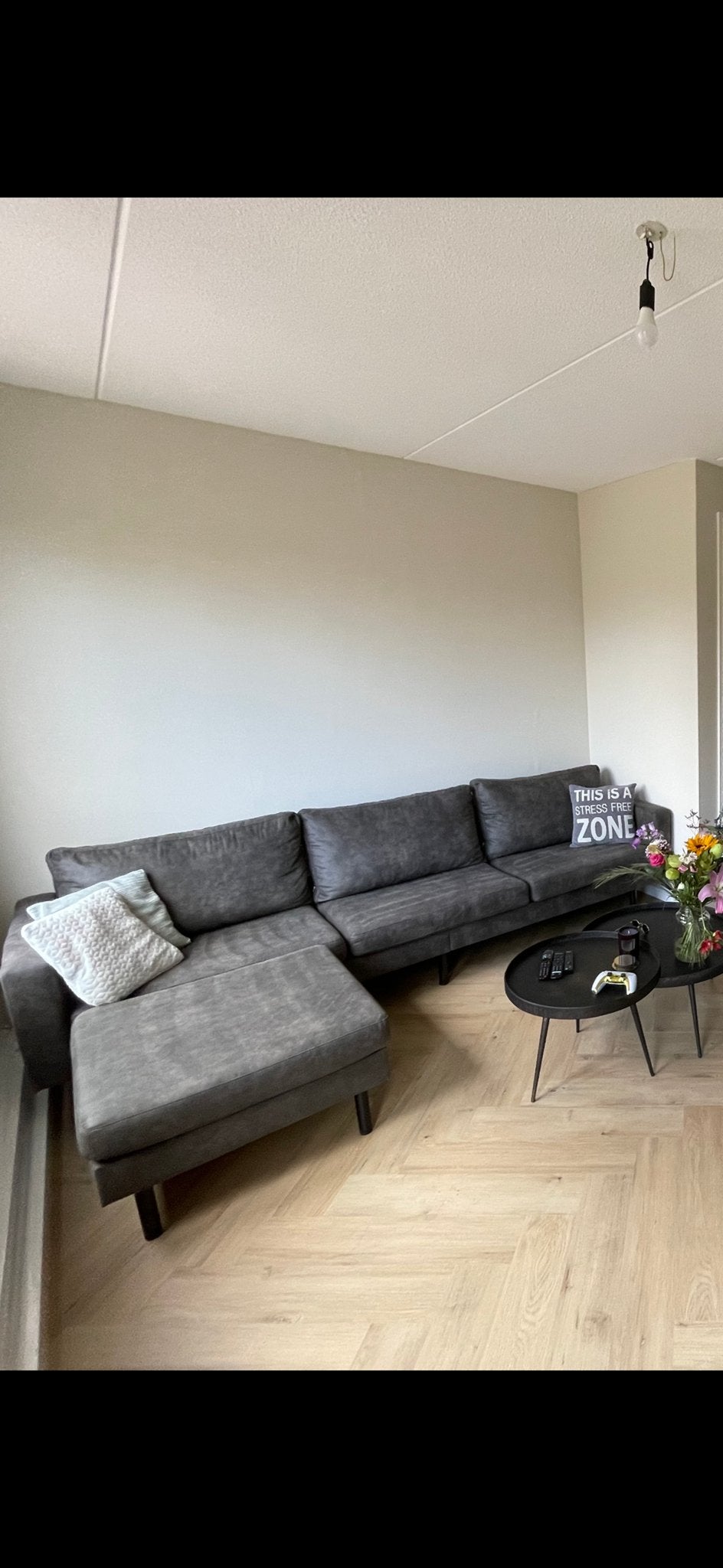 Zo goed als nieuwe bankstel met losse hocker - 285cm breed, Huis en Inrichting, Banken | Bankstellen, Ophalen, 250 tot 300 cm