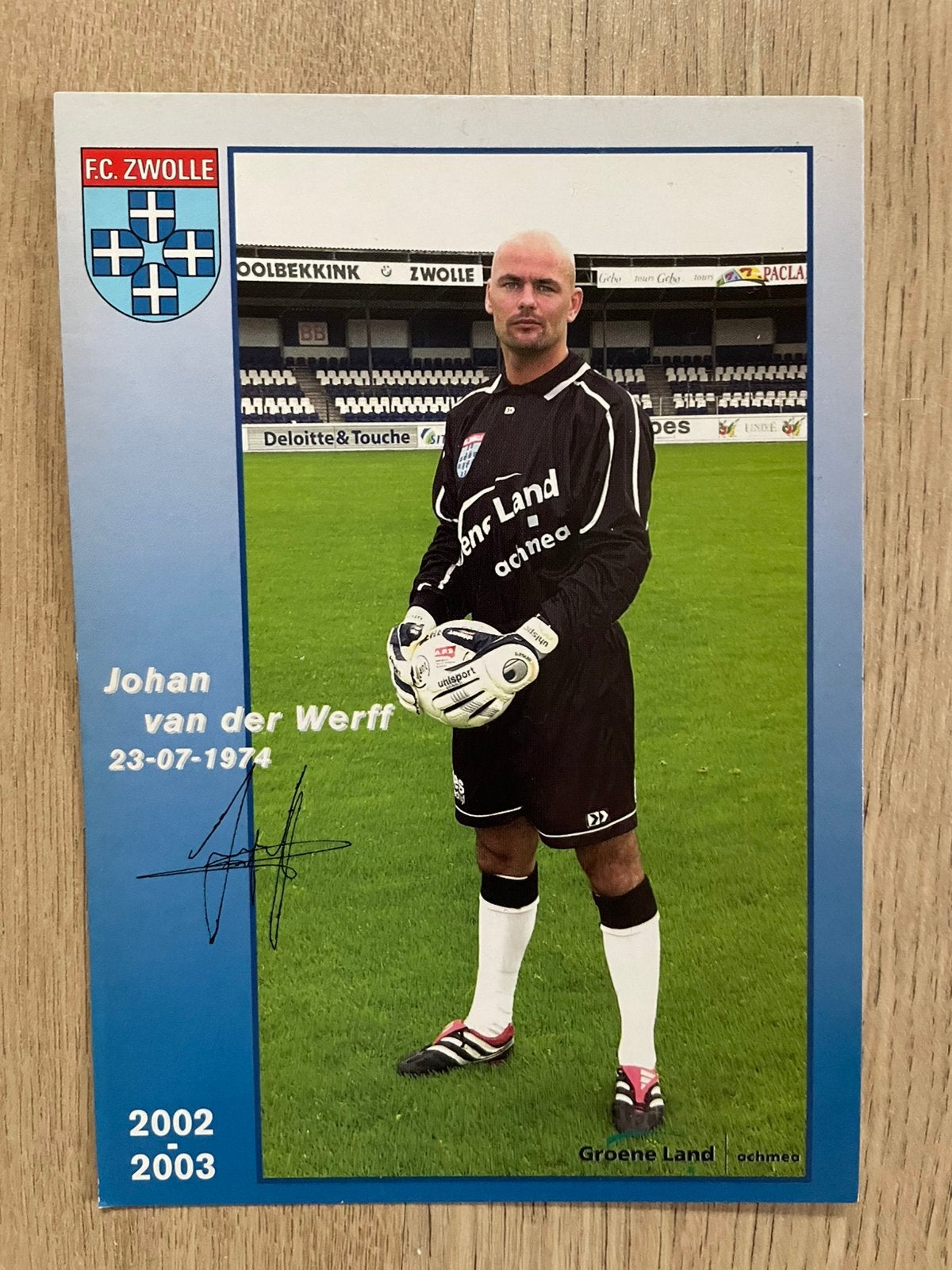 Fotokaart Johan van der Werff (FC Zwolle) ., Ophalen of Verzenden, Nieuw, Spelerskaart