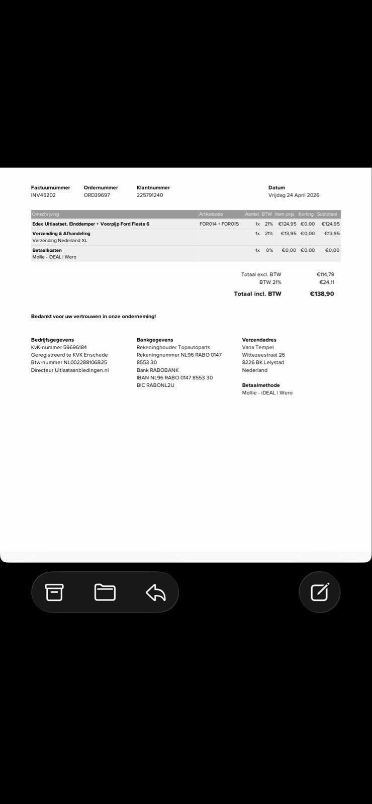 Edex Uitlaatset, Einddemper + Voorpijp Ford Fiesta 6, Ophalen of Verzenden, Nieuw, Ford