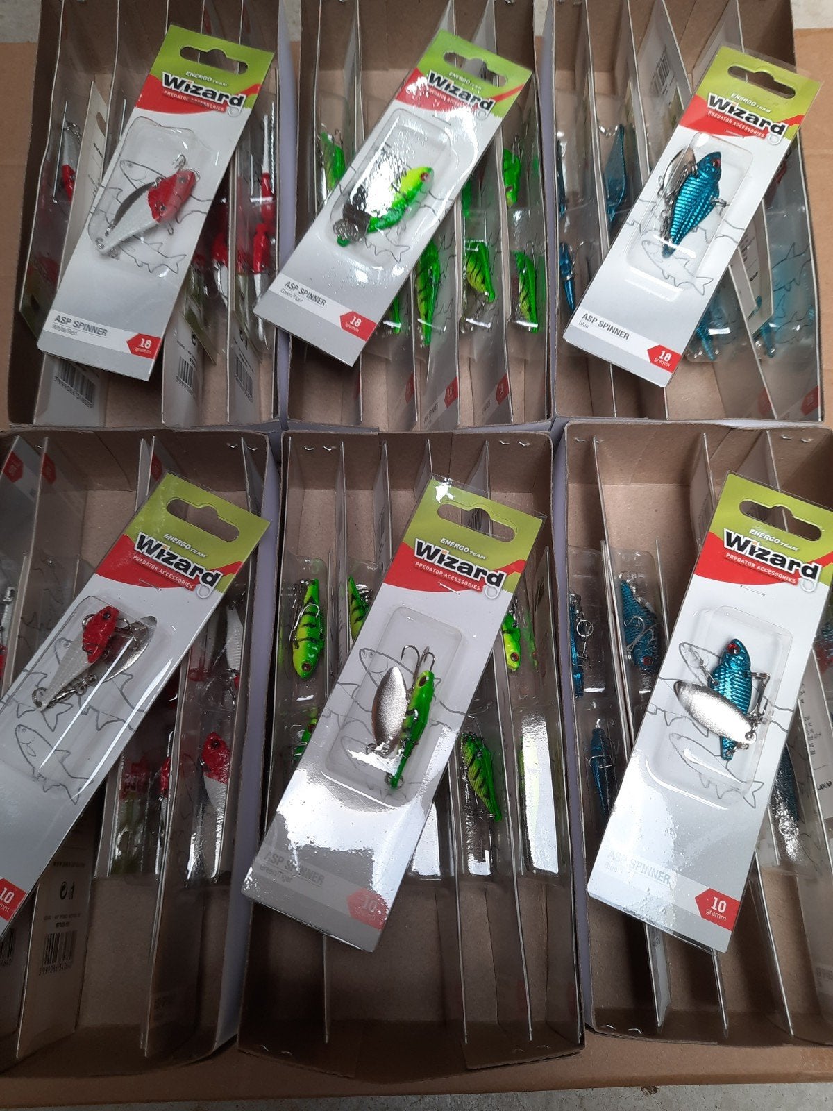 partij van 60 asp spinners diverse kleuren en gewichten, Noordwijkerhout, Wizzard, Overige typen, Nieuw