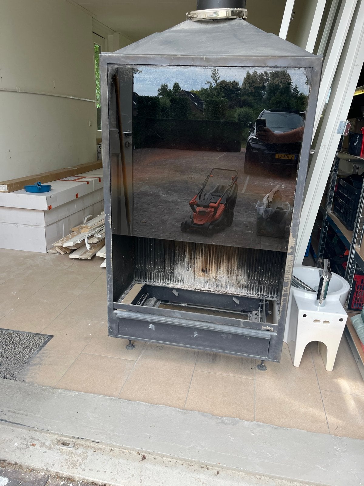 Grote Inbouwhaard - Gebruikt, Ophalen of Verzenden, Gebruikt, Inbouwhaard, Houthaard