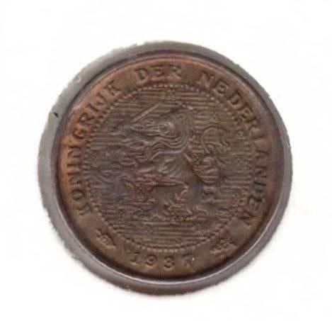 Nederland Halve cent 1937 Wilhelmina, Postzegels en Munten, Ophalen of Verzenden, Koningin Wilhelmina, Overige waardes, Losse munt