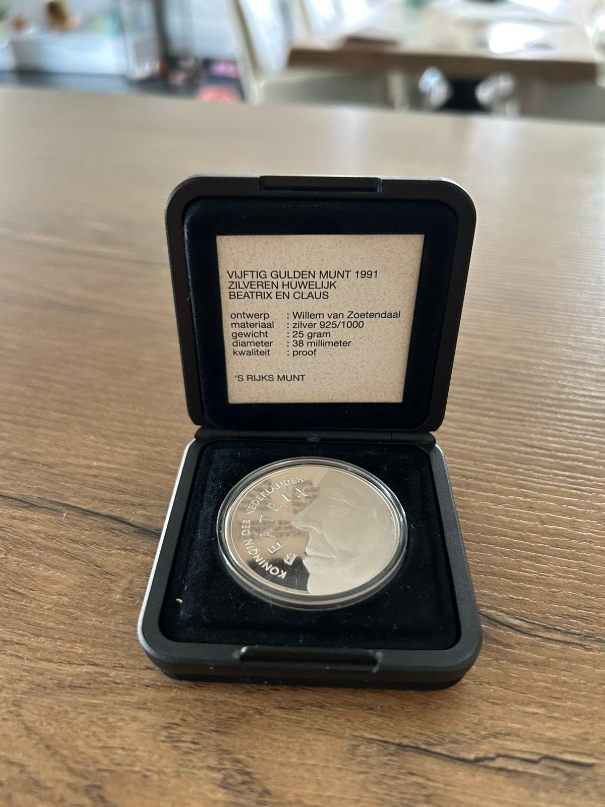 50 gulden munt 1991 zilveren huwelijk Beatrix en Claus, Ophalen of Verzenden, Koningin Beatrix, 50 gulden, Zilver