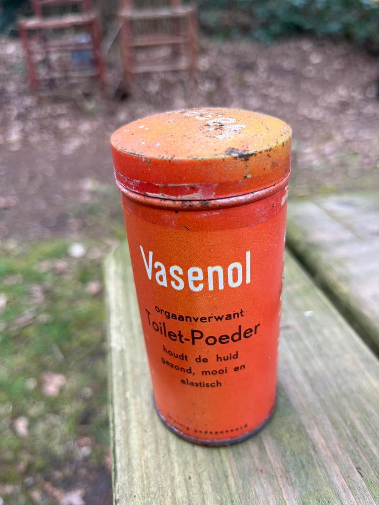 Vintage Vasenol Toilet-Poeder Blik - Antiek Cosmetica, Ophalen of Verzenden, Gebruikt, Overige
