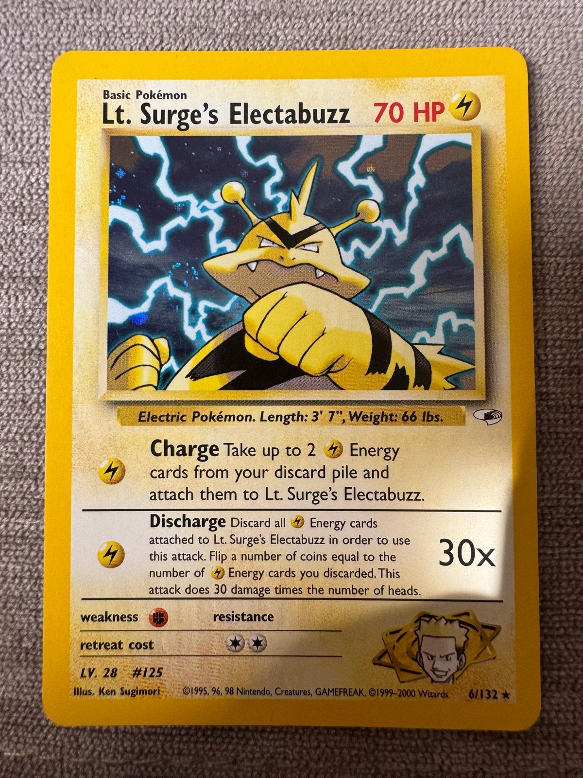 Pokémon Kaart: Lt. Surge's Electabuzz (Foil, WOTC), Ophalen of Verzenden, Losse kaart, Foil