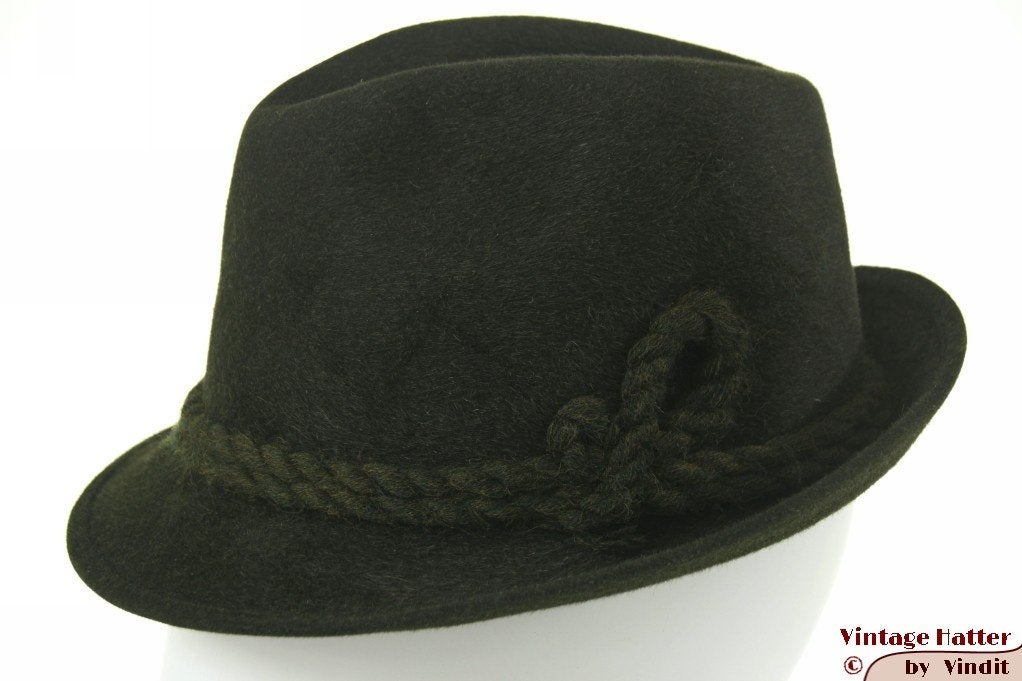 Vintage Jacht gleufhoed MyLord groen haarvilt 55 = S tot XS, Hoed, Ophalen of Verzenden, 57 cm (M, 7⅛ inch) of minder, MyLord