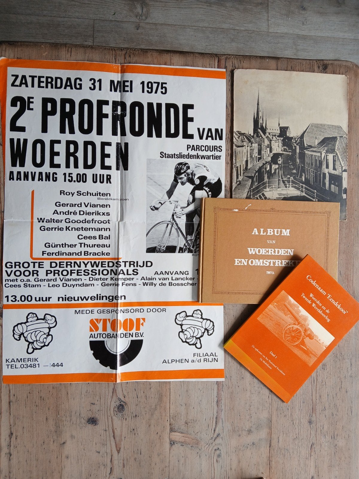 Vintage Woerden historie: poster, fotokarton + 2 boeken, Ophalen of Verzenden, Gebruikt