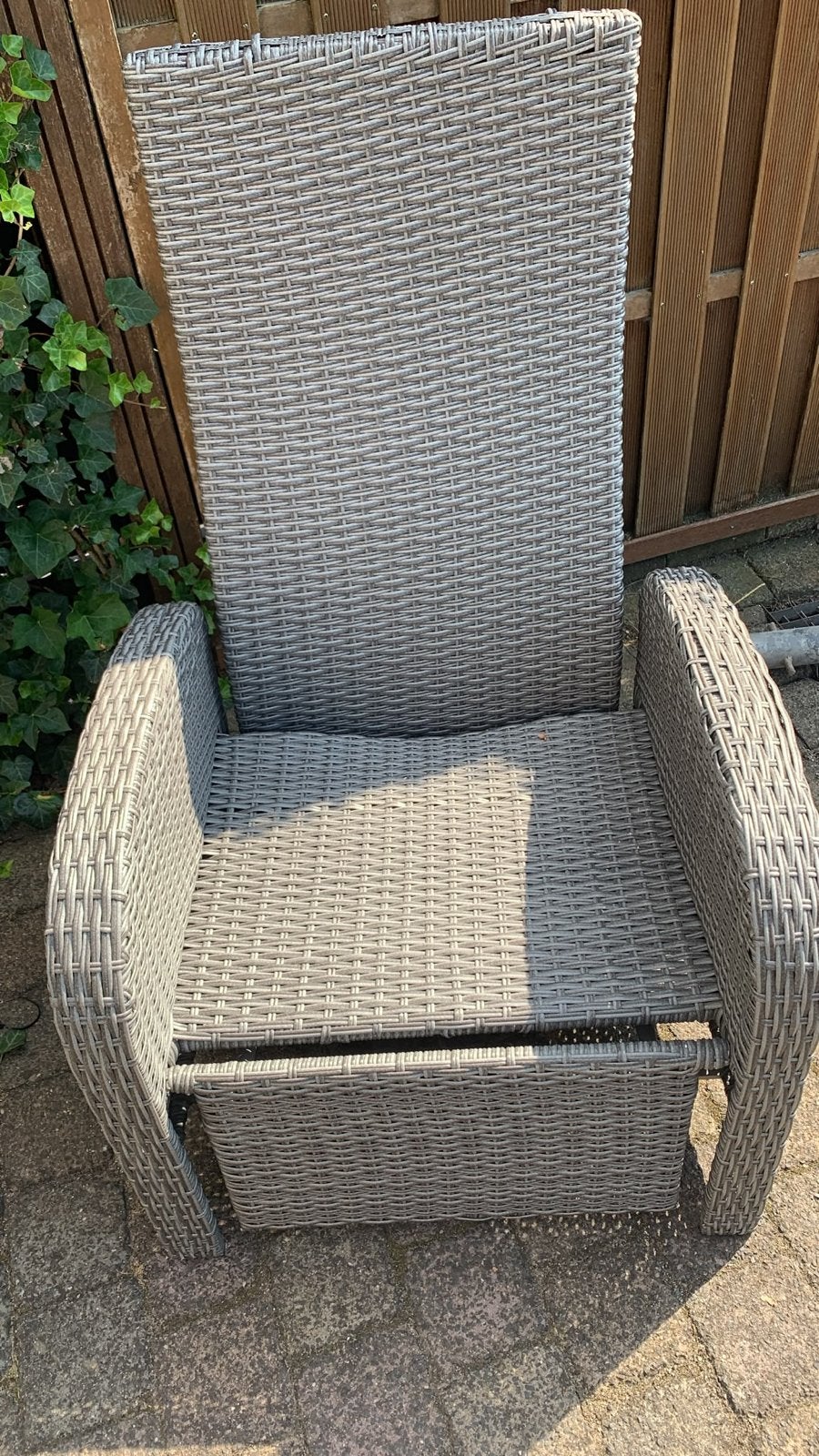 Luxe verstelbare Wicker Tuinstoel grijs, Tuin en Terras, Tuinstoelen, Ophalen, Gebruikt, Wicker