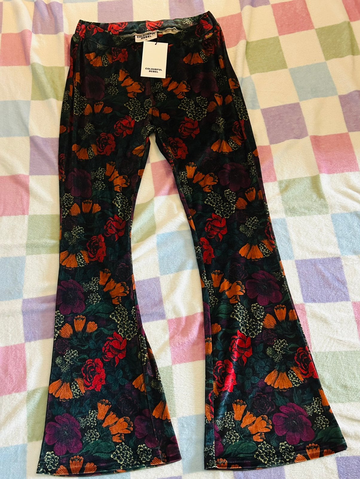 Colourful Rebel flared pants velvet flower, maat XL, Kleding | Dames, Maat 46/48 (XL) of groter, Nieuw, Ophalen of Verzenden, Lang