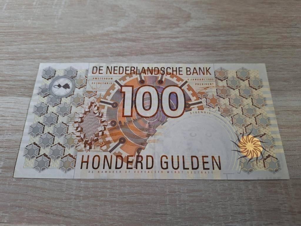 Mooi biljet 100 gulden Steenuil, 1992, Ophalen of Verzenden, 100 gulden