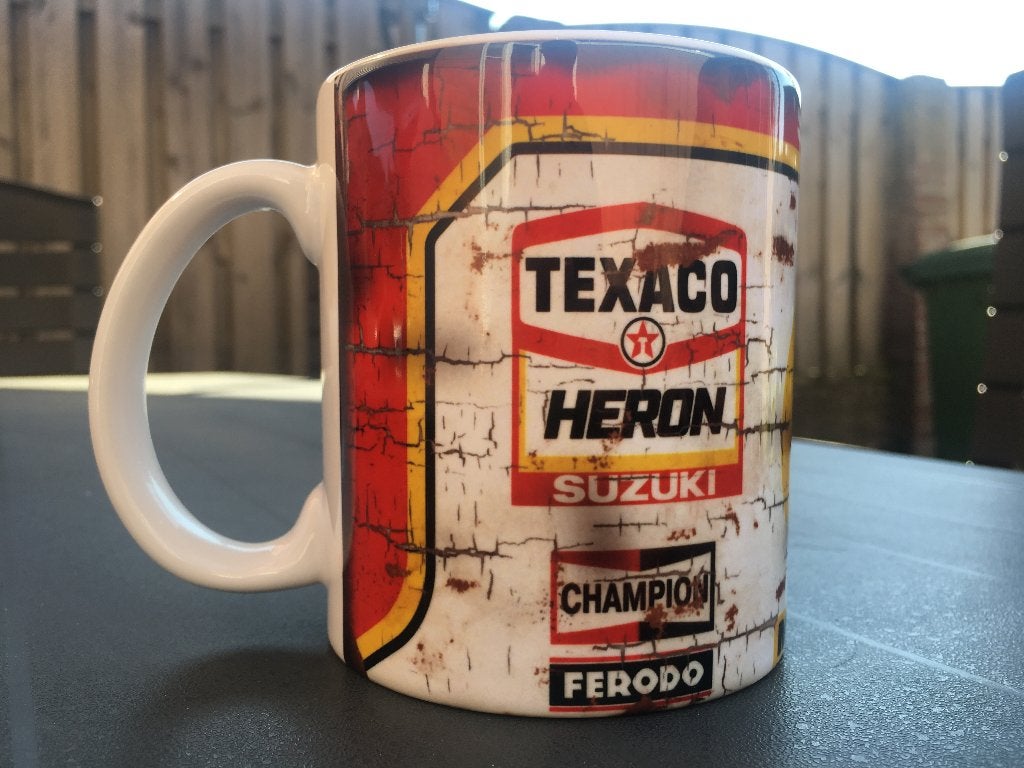 ✅ Barry Sheene Suzuki mok Vintage olie Moto GP Michelin, Ophalen of Verzenden, Nieuw, Motoren