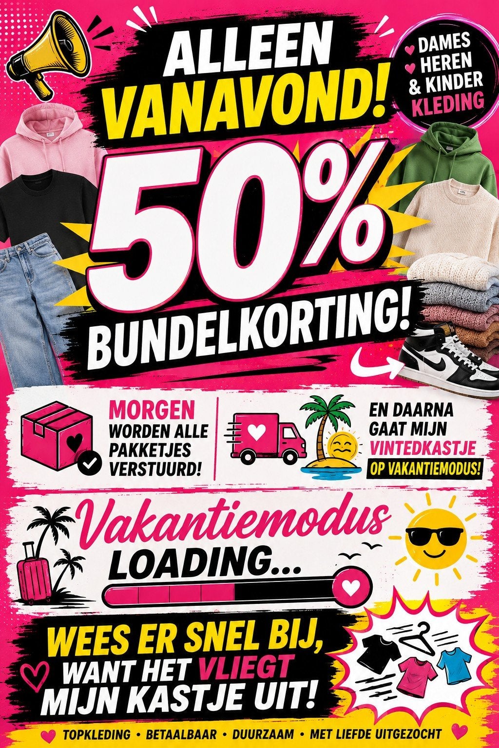 50% Bundelkorting op Dames, Heren & Kinderkleding!, Diverse merken, Ophalen of Verzenden