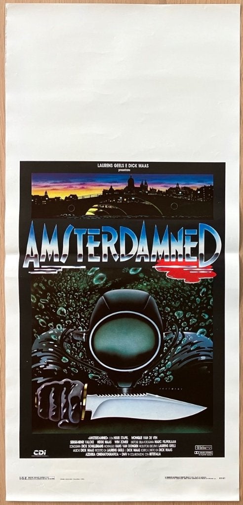 Amsterdamned (1988) - Originele filmposter, Verzamelen, Film en Tv, Verzenden, Gebruikt, Film, Poster