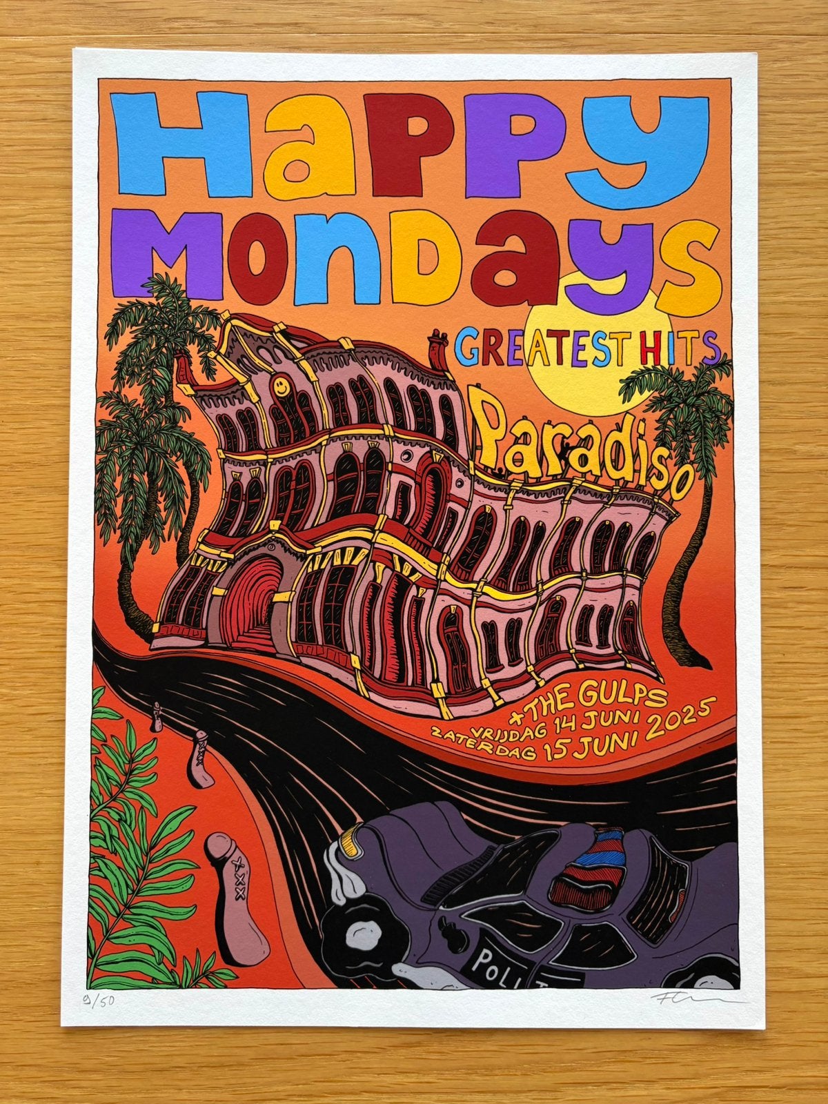 Floor van het Nederend: Happy Mondays giclée-print A4 Signed, Ophalen of Verzenden