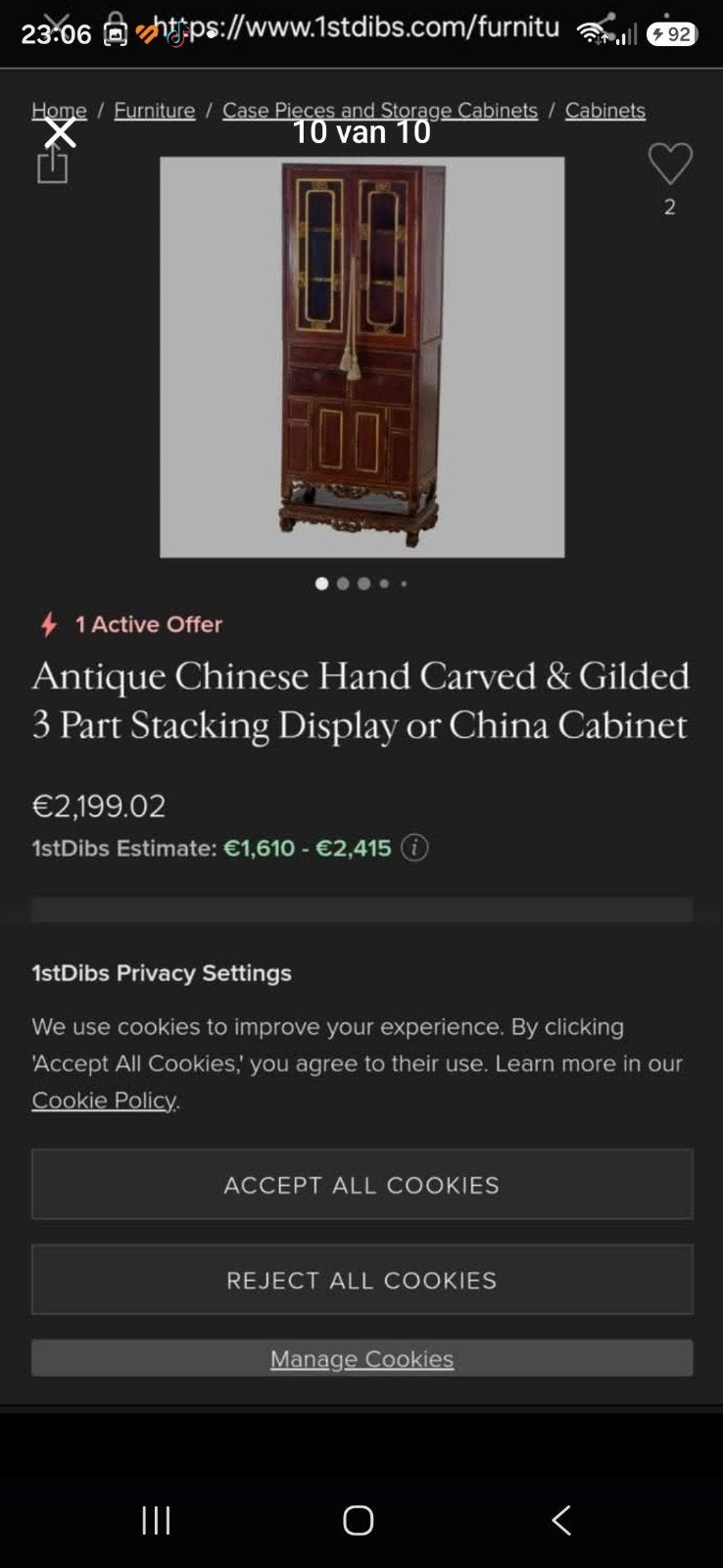 Antieke Chinese kast met spiegels (verwijderbaar), Ophalen of Verzenden