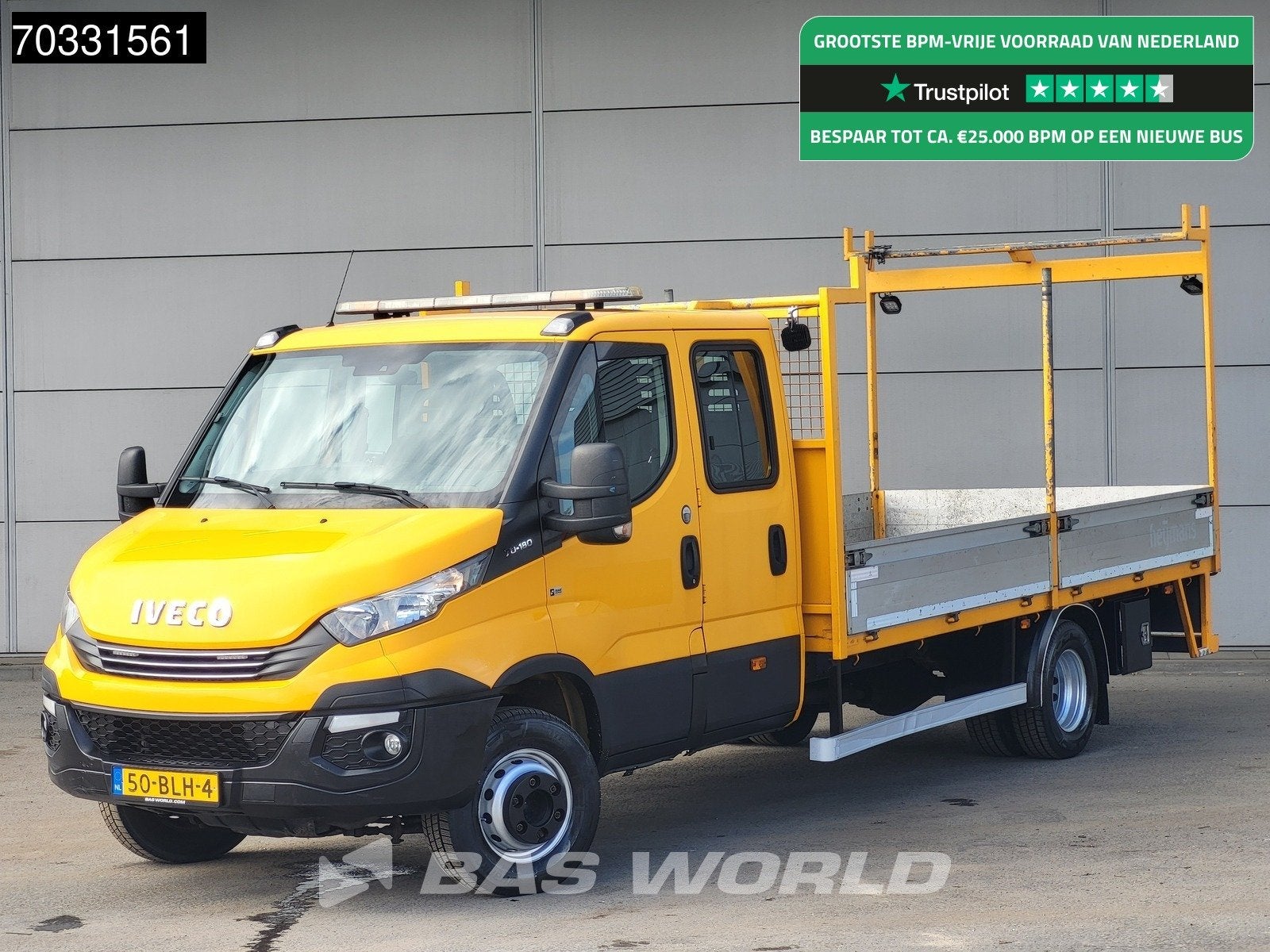 Iveco Daily 70C18 7 Tons Euro6 Automaat Dubbel Cabine Open L, Auto's, Automaat, Stof, Gebruikt, Euro 6
