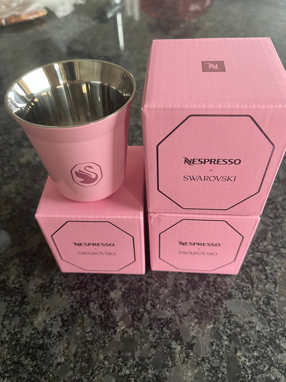 4 x Nespresso x Swarovski pixie Limited Edition Lungo Kopjes, Overige merken, Nieuw, Ophalen of Verzenden, Metaal